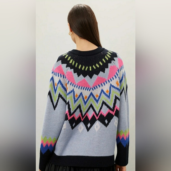 Kate Spade Faire Isle Multicolor Chevron Wool Alpaca Blend Sweater Size XS - Picture 2 of 7